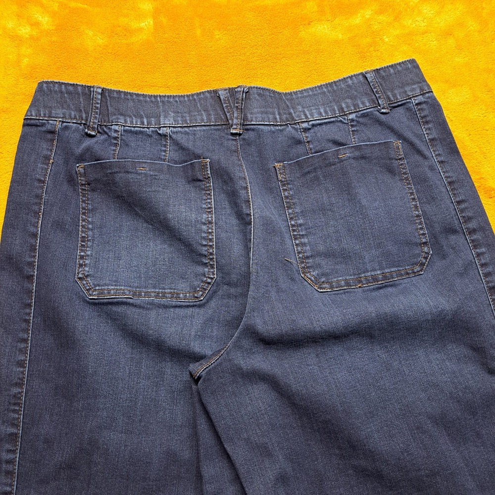 Wit & Wisdom Emma Wide Leg Crop JeansWomen 18 Dark Indigo Excellent Patch Pocket - Picture 9 of 11